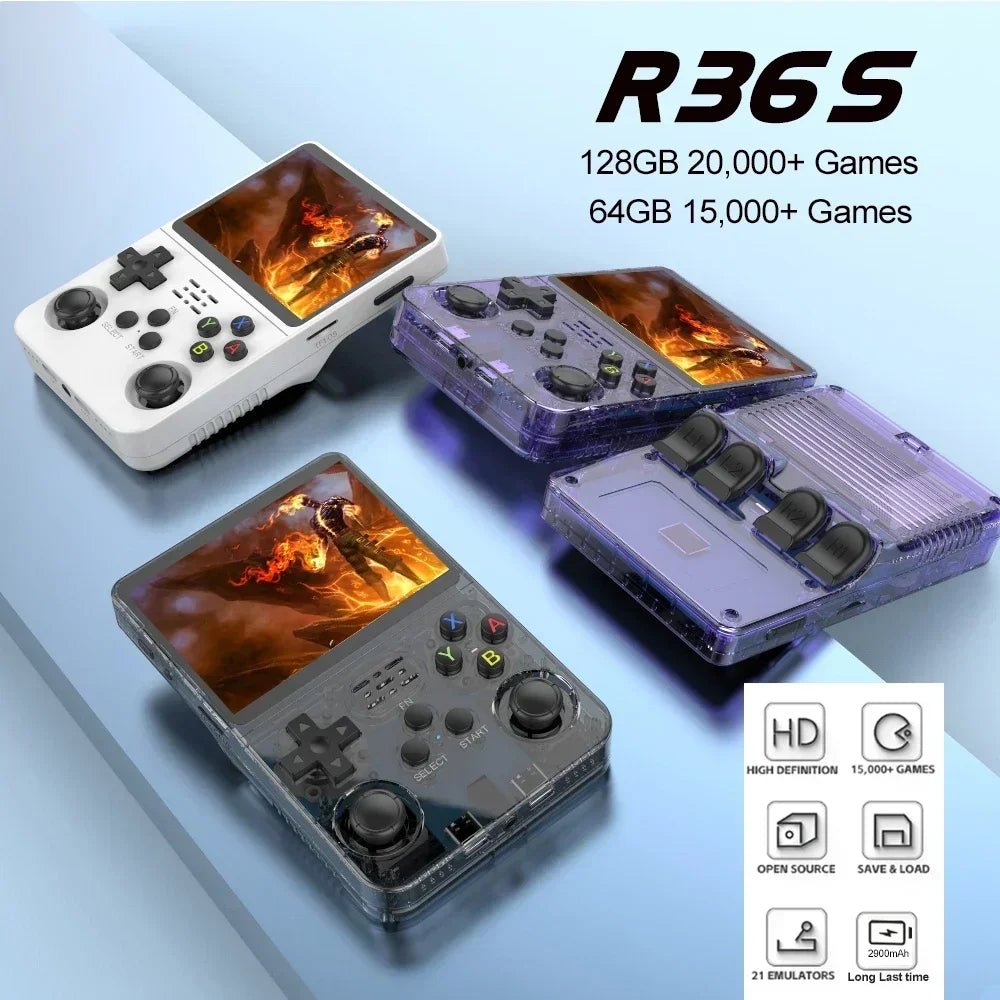 R36S Retro Handheld Console — 15,000 Games, 3.5" IPS Screen - RetroHuzz